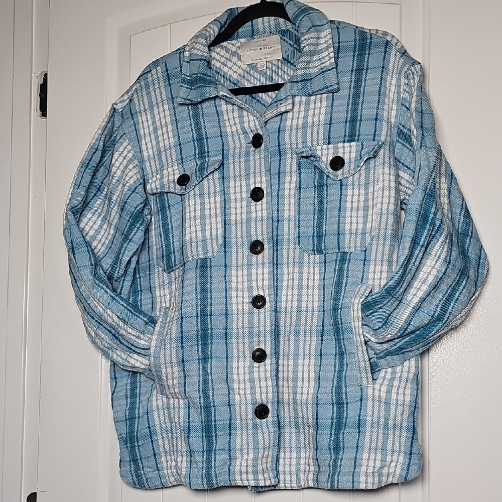 Lucky Brand Sm Blue and White Plaid Flannel Jacket/shacket
